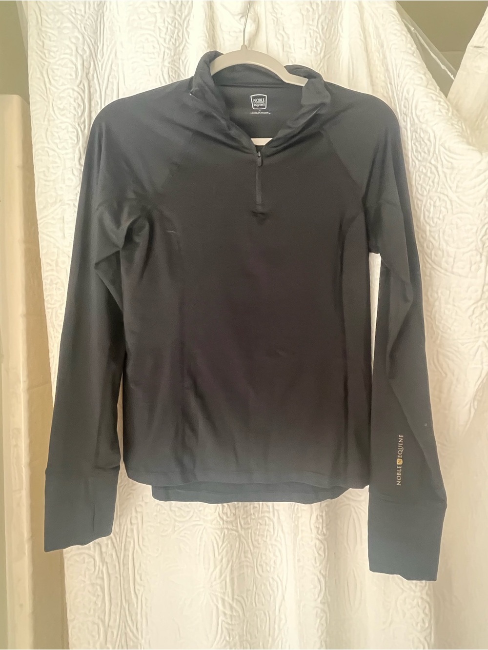 Black Long-Sleeve Quarter-Zip Swim Top